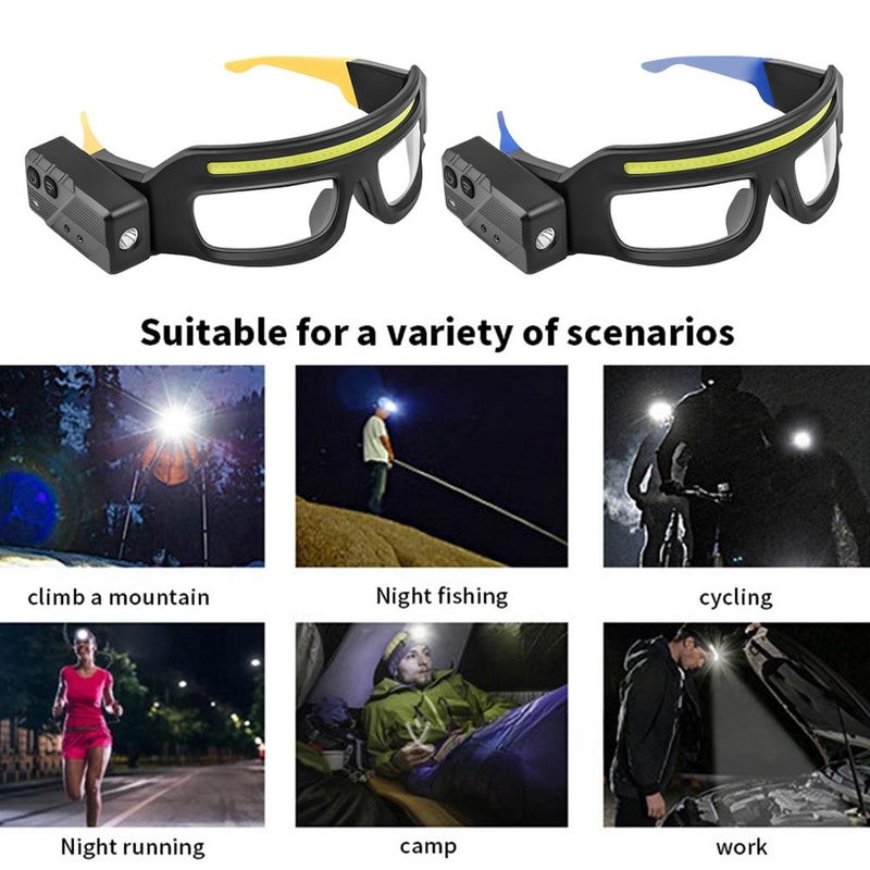LED Rechargeable Headlight Glasses,smart Safety Glasses – Rechargeable Clip-on with Motion Sensor(5 Modes, Ipx4 Waterproof) (Blue) - Image 5